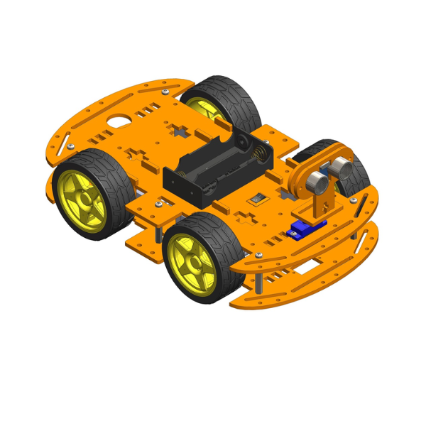 4WD Robotics Chassis including Motors, Wheels & 18650 Battery Holder V2.0 (ORANGE)