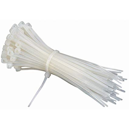 Nylon Flexible White 100pcs Straps 250 mm x 4.6 mm Cable Tie