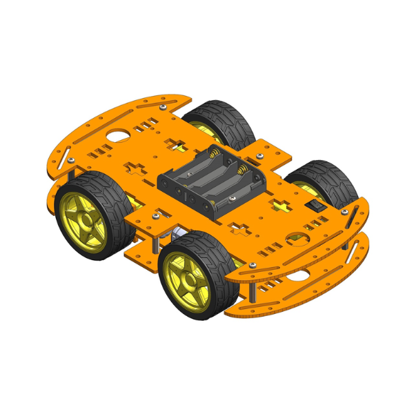 4WD Robotics Chassis With Motors Wheels And Accessories V1.0 (ORANGE)
