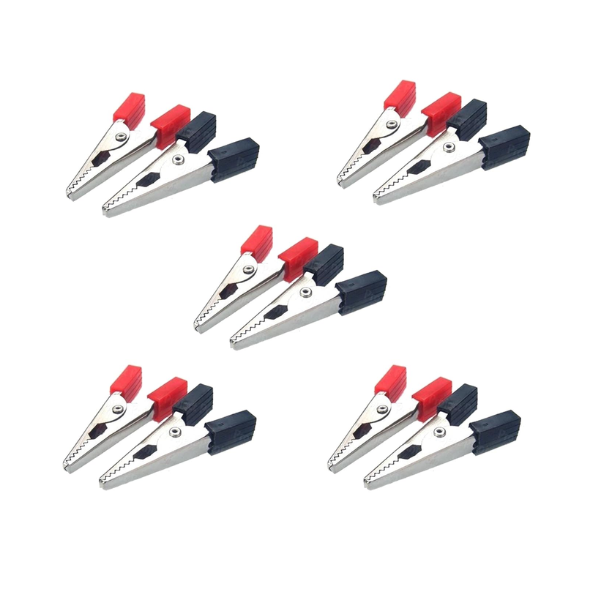 Crocodile Alligator Clip Red, Black for DIY Kit (45mm Half Sleeve)