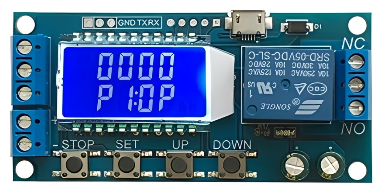 Time Delay Relay Module 6-30V with Digital LCD Display and Micro Usb Port