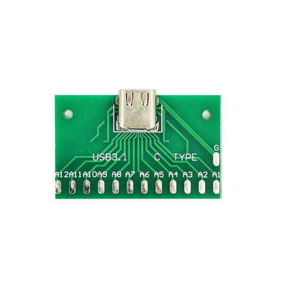 TYPE-C female test board with wiring solder joints