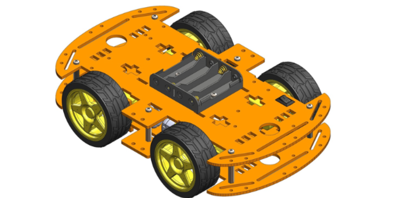 4WD Robotics Chassis With Motors Wheels And Accessories V1.0 (ORANGE)