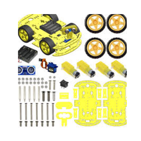4WD Robotics Chassis With Motors Wheels And Accessories V2.0 (YELLOW)
