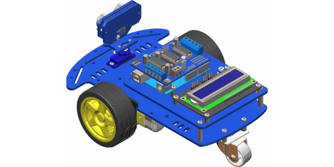 Remote Ultrasonic Ranging car with LCD