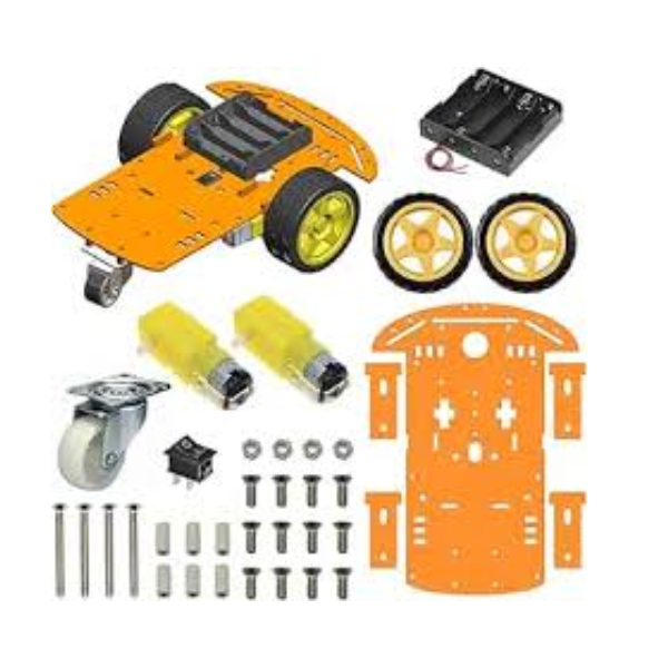2WD Robotics Chassis With Motors Wheels And Accessories V1.0 (Orange)