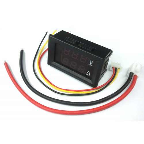 Dual Led 0.28 ” Display for DC0-100V 10A Voltage and Current Test Digital Instrument, Digital Meter Panel Amplifier Red Blue 10A