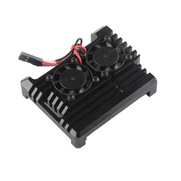 Black Metal Aluminum Case With Double Fan For PI 4