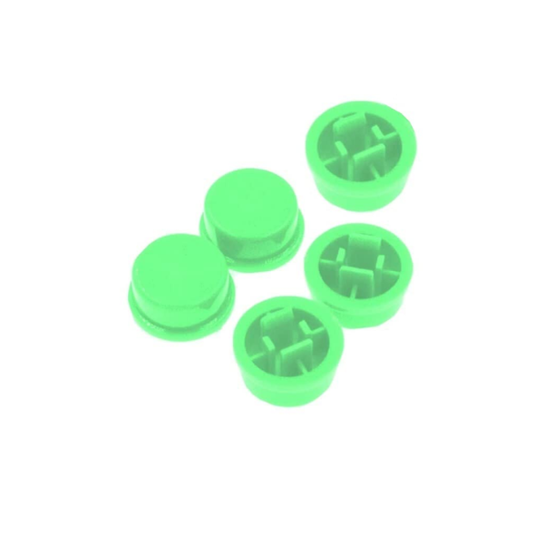 Green Round Cap for Square Tactile Switch 12x12x7.3mm (Pack of 10)